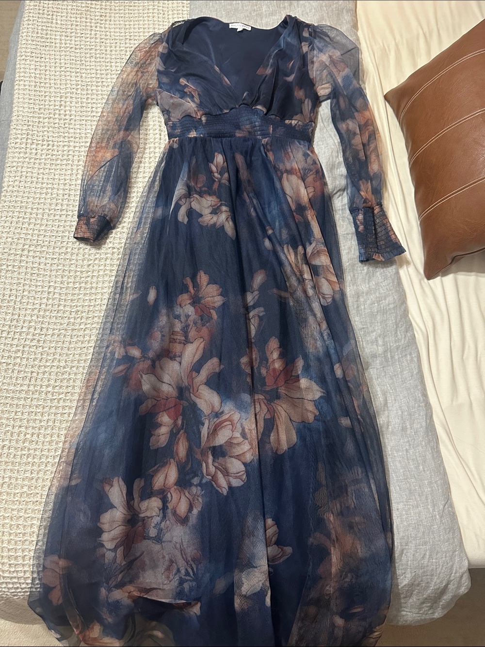 Baltic Born Navy Floral Maxi Dress with Blush Accents